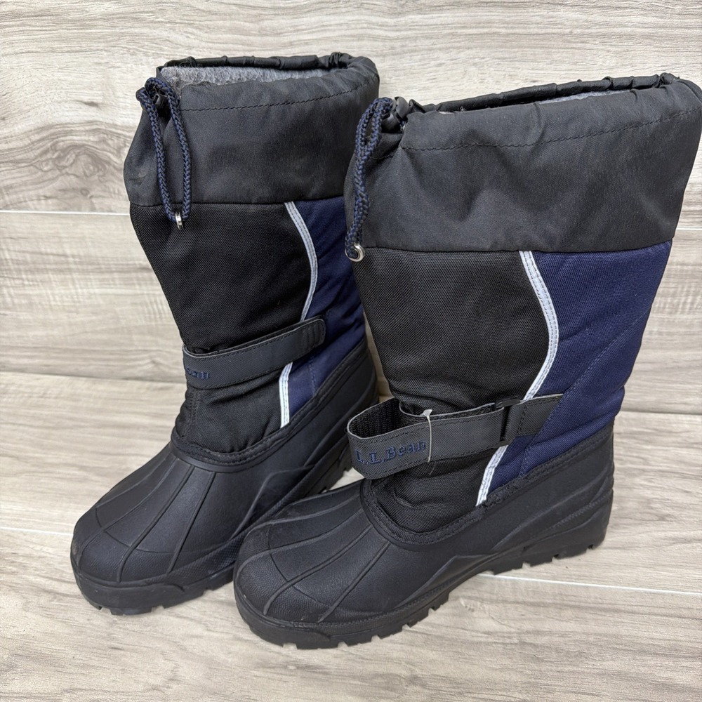LL Bean Northwoods Snow Boots Boys Youth Size 7 Felt Lined Waterproof Blue